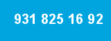931 825 16 92 931 825 16 92